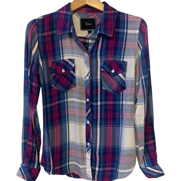 Rails Shirt Women's Size X-Small Button Down Fun Colorful Plaid Front Pockets - Picture 1 of 6